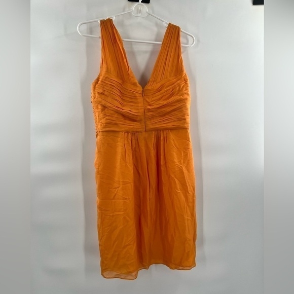Shoshanna orange dress ruched fit flare size 8 - Picture 4 of 7